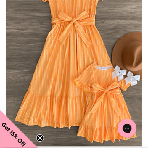Mom & Me - Mustard Stripe Ruffle Dress | Sparkle In Pink