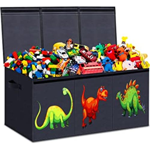 Toy Chest for Boys, Toy Boxes for Kids Extra Large, Toy Box for Boys Girls, Collapsible Sturdy Kids Toy Storage Organizer Boxes Bins Baskets for Nursery, Playroom, Bedroom (Dinosaur Pattern)