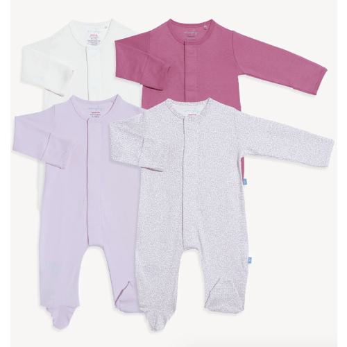 6-9 months pink bliss organic cotton magnetic footies | 4 set – Magnetic Me