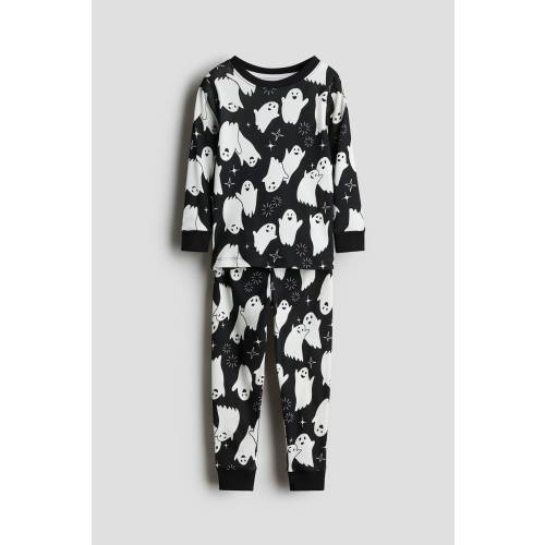 SNUG FIT COTTON JERSEY PAJAMAS, Black/Ghosts - size 9Y