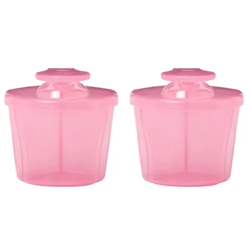 Dr. Brown's Baby Formula Dispenser with Snap-On Lid for On-The-Go Feedings,Milk Powder Dispenser for Traveling with Infant,Pink Pack of 2