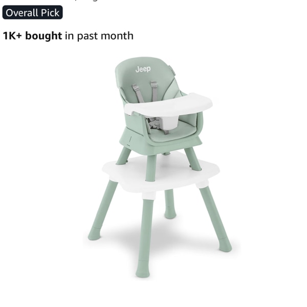 Amazon.com: Jeep Milestone 6-in-1 High Chair by Delta Children - High Chair Converts to Stool, Booster Seat, Toddler Chair, Activity Table and Desk and Chair, Sage Green