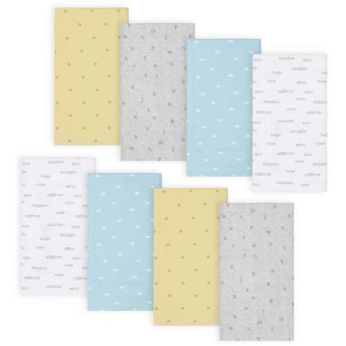 8-Pack Baby Neutral Hugs Flannel Burp Cloths