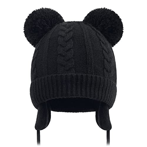 Duoyeree Toddler Winter Hat with Earflap Scarf Hood Thick Warm Kids Skull Cap for Baby Girls Boys