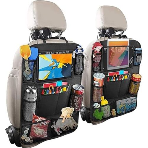 Fotgear 2 Pack Car Organizer Backseat, Car Seat Organizer Back Seat with 9 Storage Pockets 10" Tablet iPad Holder, Waterproof Car Backseat Protector Kick Mats for Kids Baby in Road Family Car Travel