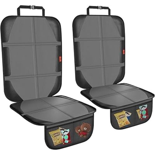 Car Seat Protector,2 Pack Automotive Seat Protectors Baby Carseat Pad Waterproof & Durable 600D Fabric for Child Baby Car Seat Mat Vehicle Pet Cover 2 Storage Pockets (2 Pack Gray)
