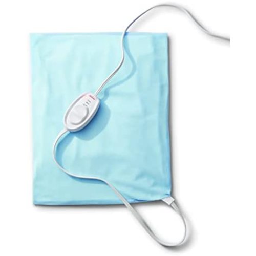 Sunbeam Heating Pad for Back, Neck, and Shoulder Pain Relief with Sponge for Moist Heating Option, 12 x 15", Blue