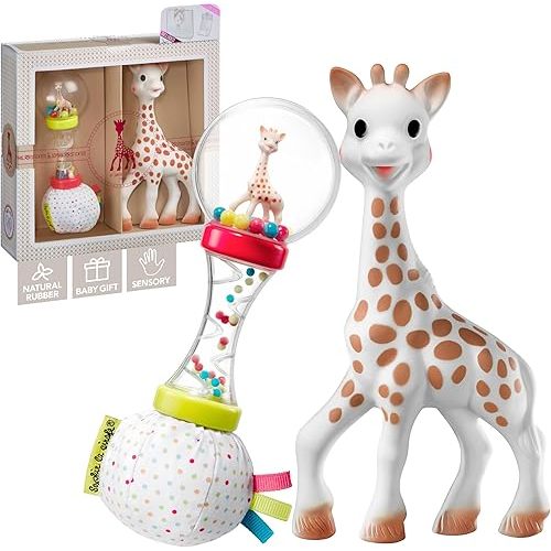 Sophie la girafe | Ready to Give Birth Box | Includes Sophie la girafe & Soft Maracas Rattle | Comfort & Soothe | Awaken All 5 Senses