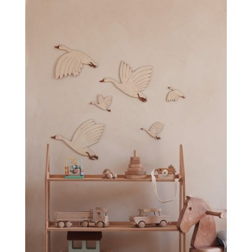 Wooden geese Hölzerne Gänse wooden birds babyzimmer kidsroom nursery decor Vögel aus Holz wooden wall decor wooden geese wooden birds