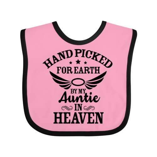 Inktastic Handpicked for Earth by My Auntie in Heaven with Angel Wings Boys or Girls Baby Bib