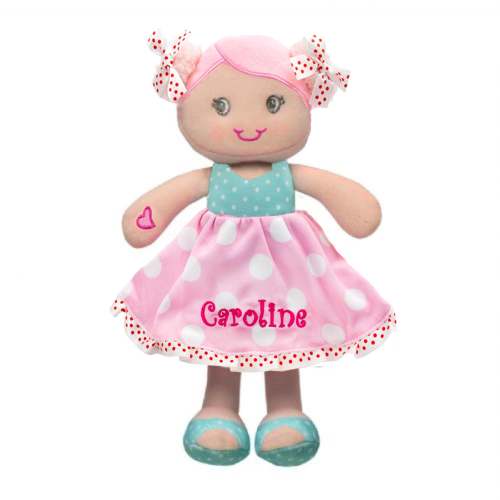 Personalized Hearts & Bows Snuggle Doll - 11 inch
