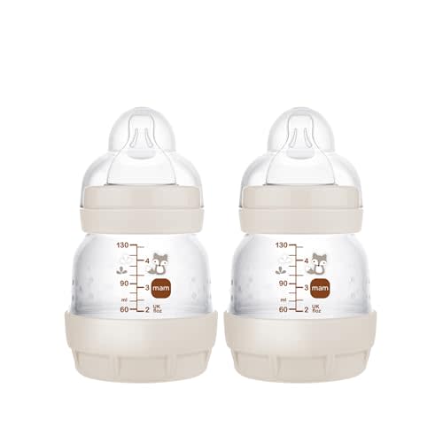 MAM Easy Start Anti-Colic Baby Bottles, Extra Slow Flow, Breastfeeding-Like Silicone Nipple Bottle, Reduces Colic, Gas, & Reflux, Easy-to-Clean, BPA-Free, Vented Baby Bottles for Newborns, 0-3 Months