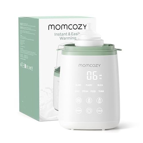 Momcozy Bottle Warmer, Fast Bottle Warmers for All Bottles with Timer, Accurate Temperature Control and Automatic Shut-Off, No Lid Required for Heating, White-Gray