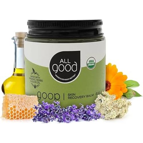 All Good Goop Organic Skin Care Recovery Balm - All Purpose Ointment w/Calendula, Lavender, Beeswax - Chafing Cream, Dry Skin Salve, Cracking Lip Moisturizer - Soothes, Hydrates & Calms - 4oz