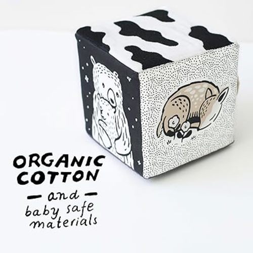Wee Gallery Soft Block, Baby Animals - High Contrast Sensory Toy