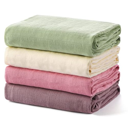 Momcozy 47 x 47 Inch 4 Pack Bamboo Cotton Swaddle Blankets for Baby Boy Girl, Soft Breathable Skin Friendly