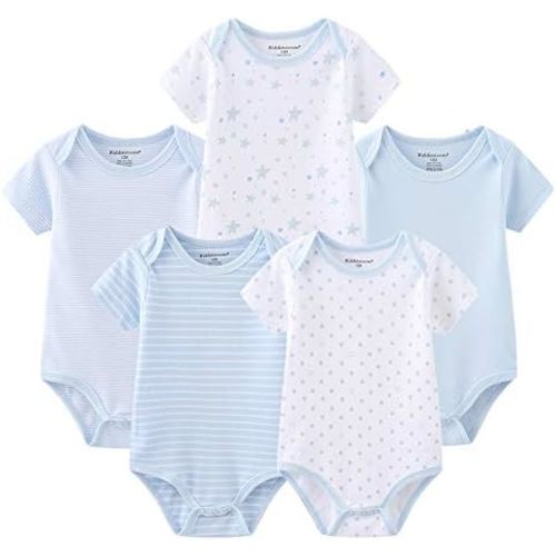 Kiddiezoom Baby Bodysuit Newborn Short Sleeve baby One-Piece Cotton 5-Pack baby clothes