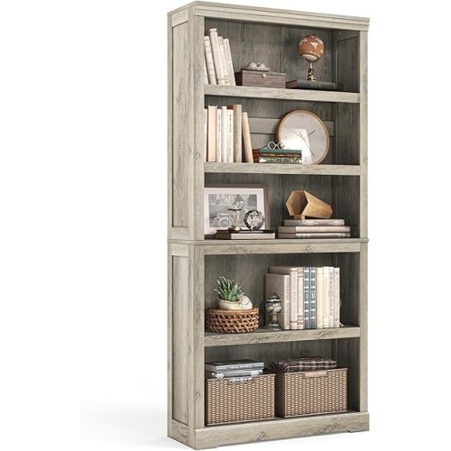 LINSY HOME 5-Shelf Bookcase, Bookshelves Floor Standing Display Storage Shelves 68 in Tall Bookcase Home Decor Furniture for Home Office, Living Room, Bed Room - Light Brown