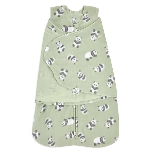HALO Micro-Fleece Sleepsack Swaddle, 3-Way Adjustable Wearable Blanket, TOG 3.0, Cozy Pandas, Newborn, 0-3 Months