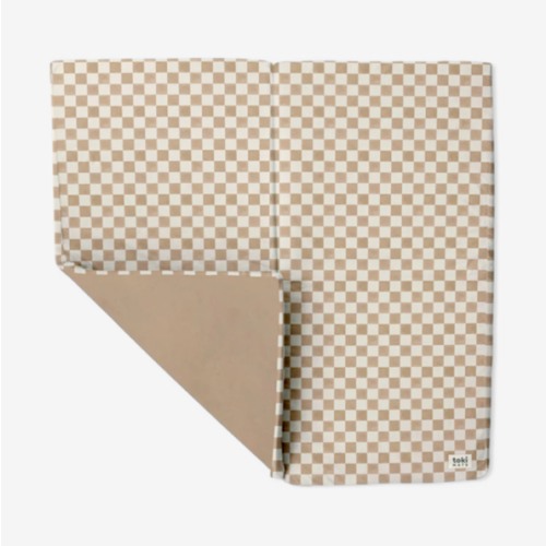 Toki Kids Mega Organic Cotton Play Mat - Checker Toffee