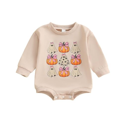 Kuriozud Newborn Baby Boy Girl Bubble Romper Funny Letter Long Sleeve Oversized Sweater Tops Fall Winter Clothes