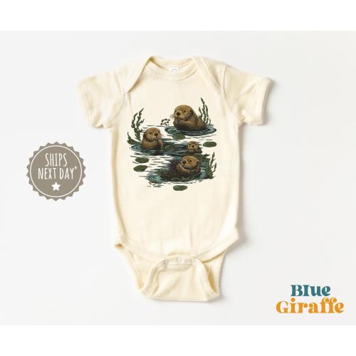 90s Style Sea otter Wildlife Toddler Sweatshirt - Vintage Otter Kids Pullover - Retro Animal Sweater