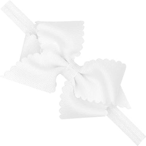 Wee Ones Baby Girl's Extra Small Grosgrain Bow On Matching Elastic Band, 6-24 Months, White