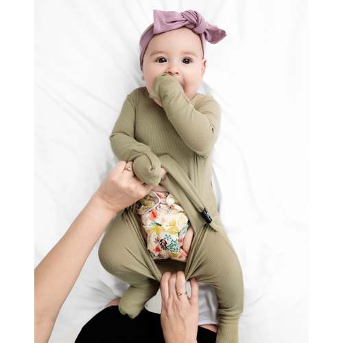 Front Opening Ready Set Romper® in Ribbed Pistachio