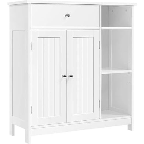 Yaheetech Bathroom Floor Cabinet, Kitchen Freestanding Storage Organizer, Large Side Cabinet with Doors, Drawer & Adjustable Shelves for Living Room, Entryway, 12" D x 29.5" W x 31.5" H, White