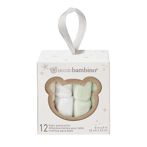 Débarbouillettes (12) en Boite - Sauge - Piccolo Bambino – CLÉMENT