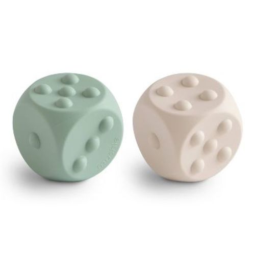 Mushie Dice Press Toy - Sage Sand - 2pk