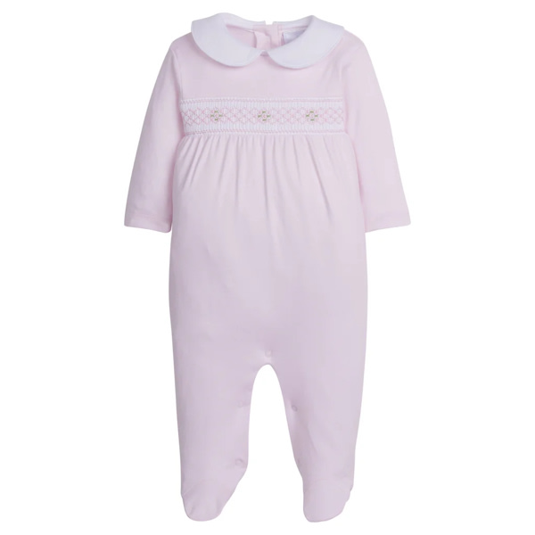 Smocked Footie in Pink Geo | Over The Moon