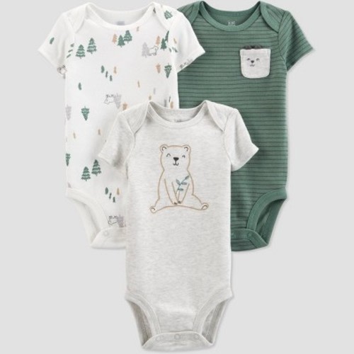 Baby Boys' 3pk Bear Bodysuit - Just One You® made by carter's Green/Off-White/Gray 3M