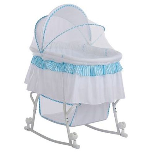 Dream On Me Jpma Certified Lacy Portable 2-in-1 Bassinet & Cradle, Blue/white
