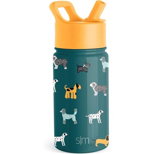 Simple Modern Kids Summit Water Bottle with Straw Lid | 14oz Stainless Steel Cup Insulated Tumbler for Toddlers, School | Dog Days