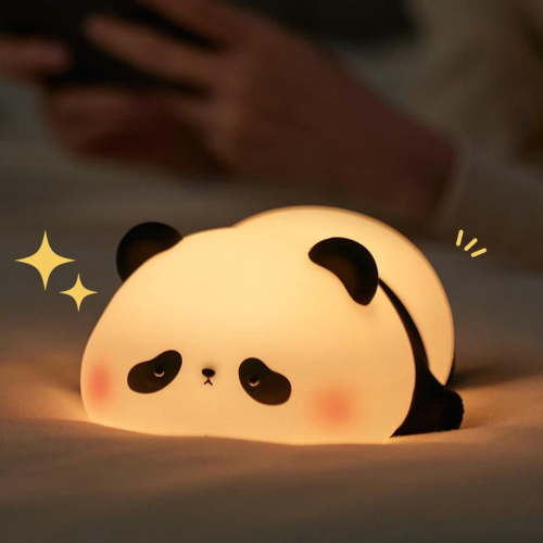 Panda Night Light for Kids Sleep, LED Squishy Silicone Animal Lamp with 3 Level Dimmable, Cute Gifts for Office Desk and Baby Room Decor
