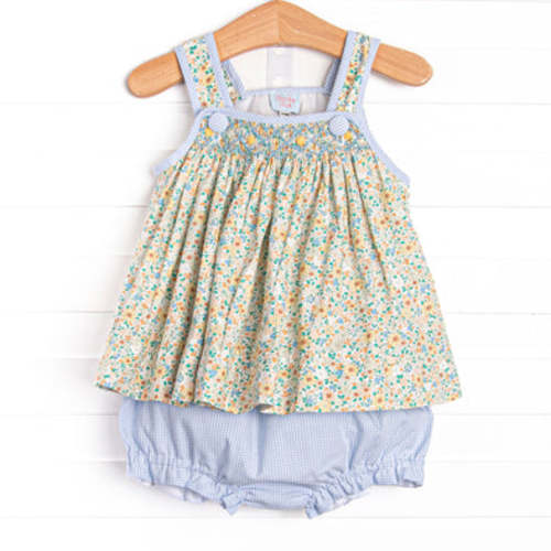 Honeysuckle Spring Smocked Diaper Set, Blue – Stitchy Fish