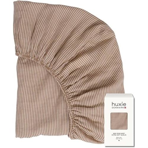 Mini Crib Sheet - Baby Boy & Baby Girl - Organic Cotton Fitted Crib Sheet - 24" x 38" - Baby Crib Sheets - Mini Crib Sheets Fitted - Baby Boy Crib Sheets - Crib Sheets for Baby Girl (Natural Stripe)