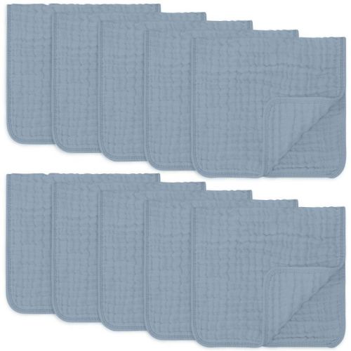 Muslin Burp Cloths Large 100% Cotton by Comfy Cubs, Color: Pacific blue, Size: pack of 10