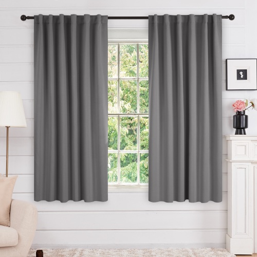 Back Tab and Rod Pocket Curtains 2 Panles Thermal Insulated Blackout Curtains for Window, 52"x63" Light Gray