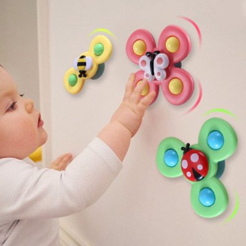 3PCS Whirly Spinner Toys Funny Butterfly Suction Cup Spinning Top Toy Bath Toy