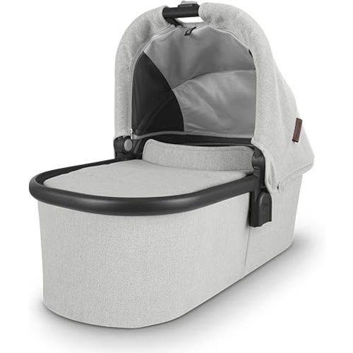 UPPAbaby Bassinet/Compatible with Vista, Cruz, Ridge, Minu Strollers/Overnight Sleep Solution/Mattress, Sheet, and Bug Shield Included/Anthony (White and Grey Chenille/Carbon Frame)