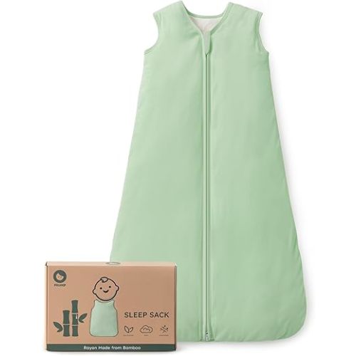 Rayon Made From Bamboo Baby Sleep Sack, SuperSoft 0-6 Months 1.0 Tog Baby Wearable Blanket, Sleeping Sack for Toddler Infant with 2-Way Zipper, Lightweight & Roomy, Green