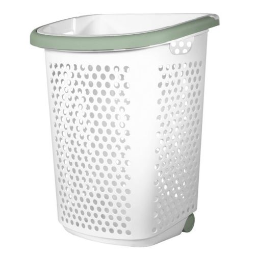 Home Logic Rolling Laundry Hamper White: Clothes Hamper With Wheels, Plastic, 18.63 Volume, Open-top, 1 Handle