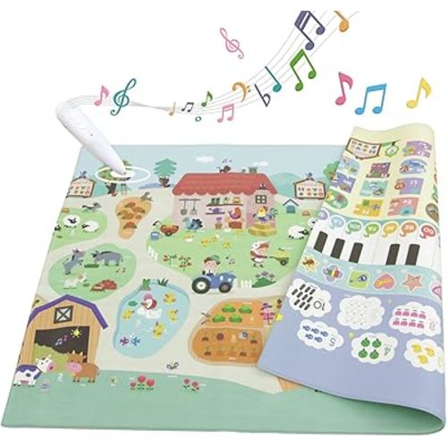 Baby Care Play Mat (Large, Sound - Interactive & Interactive) 82'' x 55'' Original One-Piece Reversible Rollable Waterproof Play Mat for Infants, Babies, Toddler, and Kids