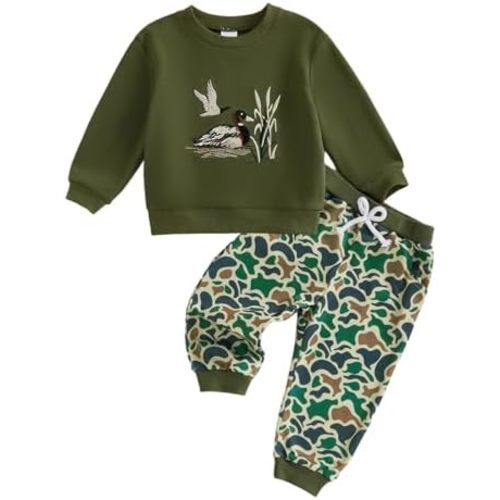 Kaipiclos Baby Boy Clothes Fall Winter Set Duck Embroidery Long Sleeve Toddler Kids Sweatshirt Camouflage Pants Boys Outfits