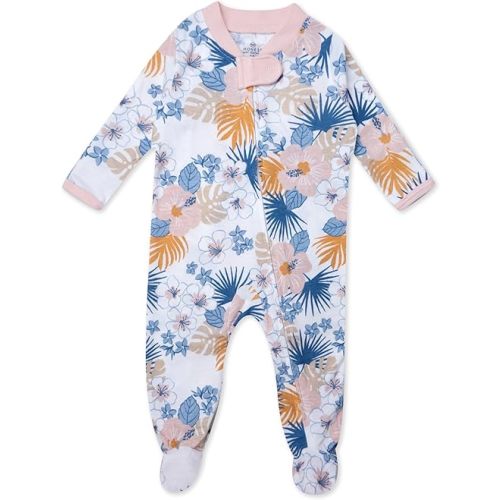 HonestBaby Sleep & Play Footed One-Piece Pajama Sleeper 100% Organic Cotton, Baby Girls 6-9 Months