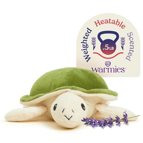 warmies Junior Microwavable & Weighted Stuffed Animals, Turtle - Heated Stuffed Animal Plushie for Warmth & Comfort - Cute Soft Plush Toys for Adults & Children (Boys, Girls, Babies & Toddlers)