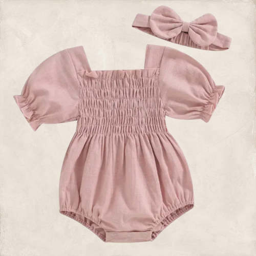 Pink Solid Romper