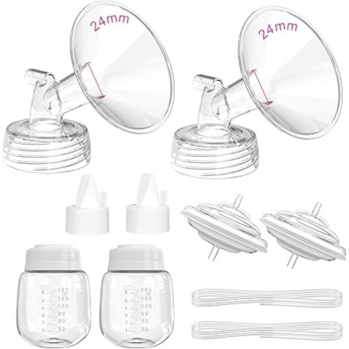 Breast Pump Parts for Spectra S1/S2/9 Plus/Synergy Gold, Not Original Accessories, 24mm Set Replacements Pump Parts Include Spectra Flange/Duckbill Valve/Backflow Protector/Tubing/Bottles